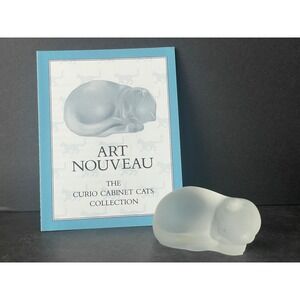 Franklin Mint Art Nouveau Frosted Glass Curio Cabinet Cats Collection Figurine